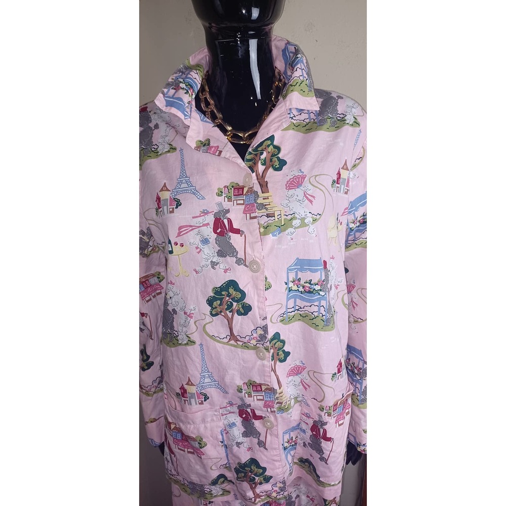Nick & Nora adorable poodle pink pajamas pj's size medium
